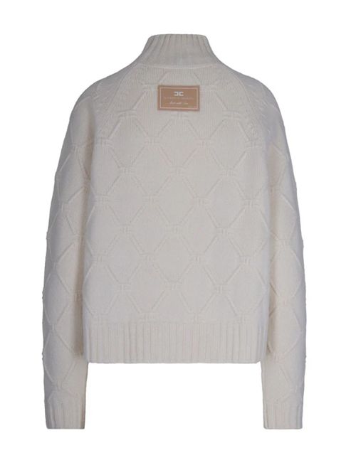 JACQUARD RHOMBUS PULLOVER ELISABETTA FRANCHI | MK55T57E2DZ9 Milk